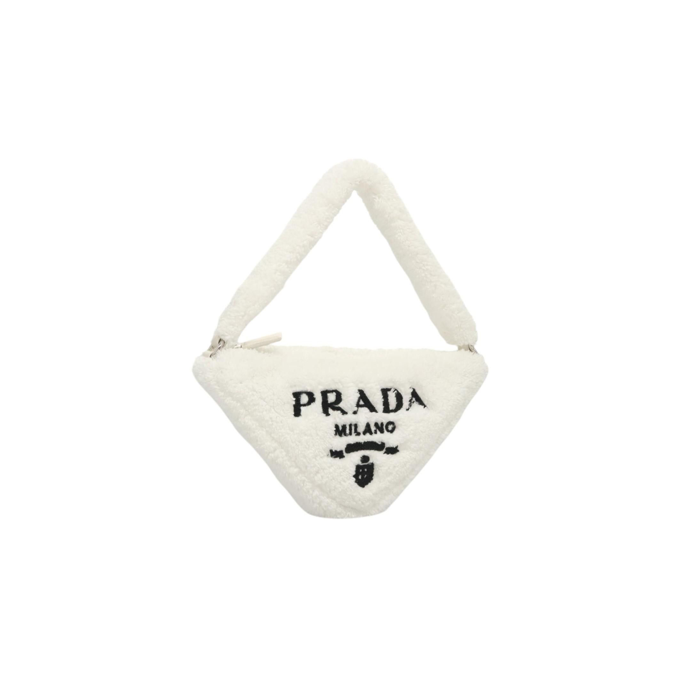 Pra*a shoulder bag pile white 1ne043 (26*14*5cm)